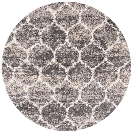 Safavieh 6 ft. 7 in. x 6 ft. 7 in. Melrose Shag 900 Round Rug Dark Gray & Ivory SGML936F-7R